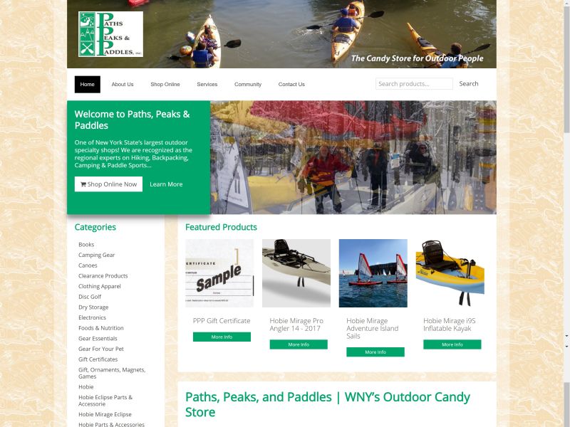 Outdoor Activities Hiking, Kayaking, Adventure Ecommerce Site